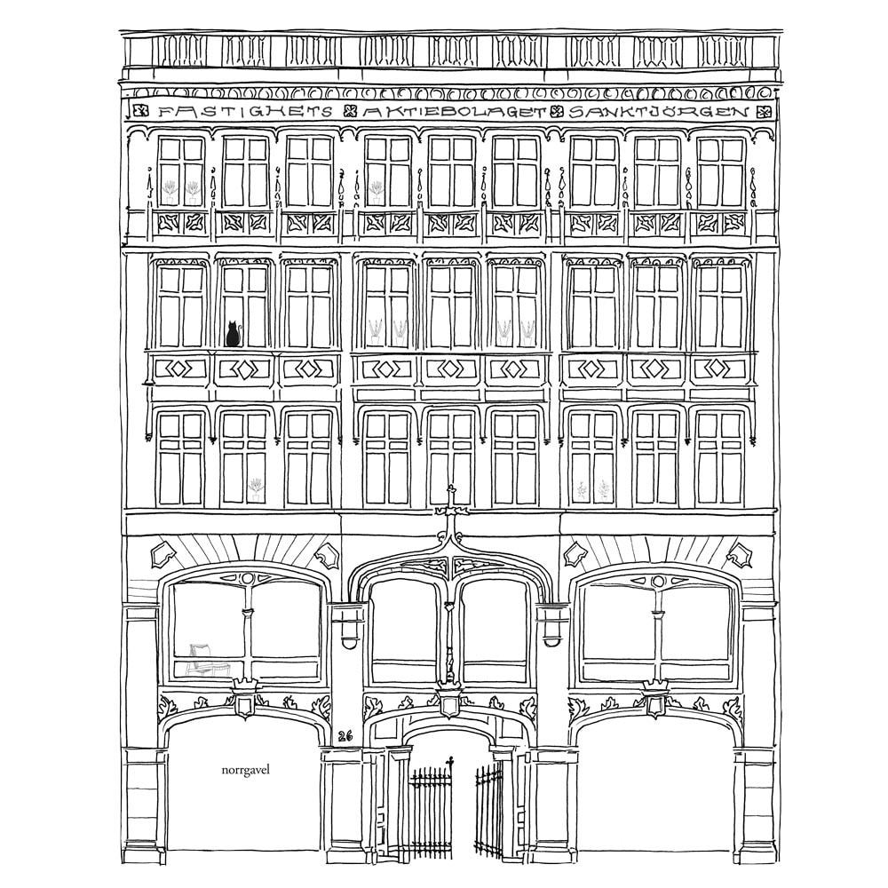 Illustration av butiken i Malmö