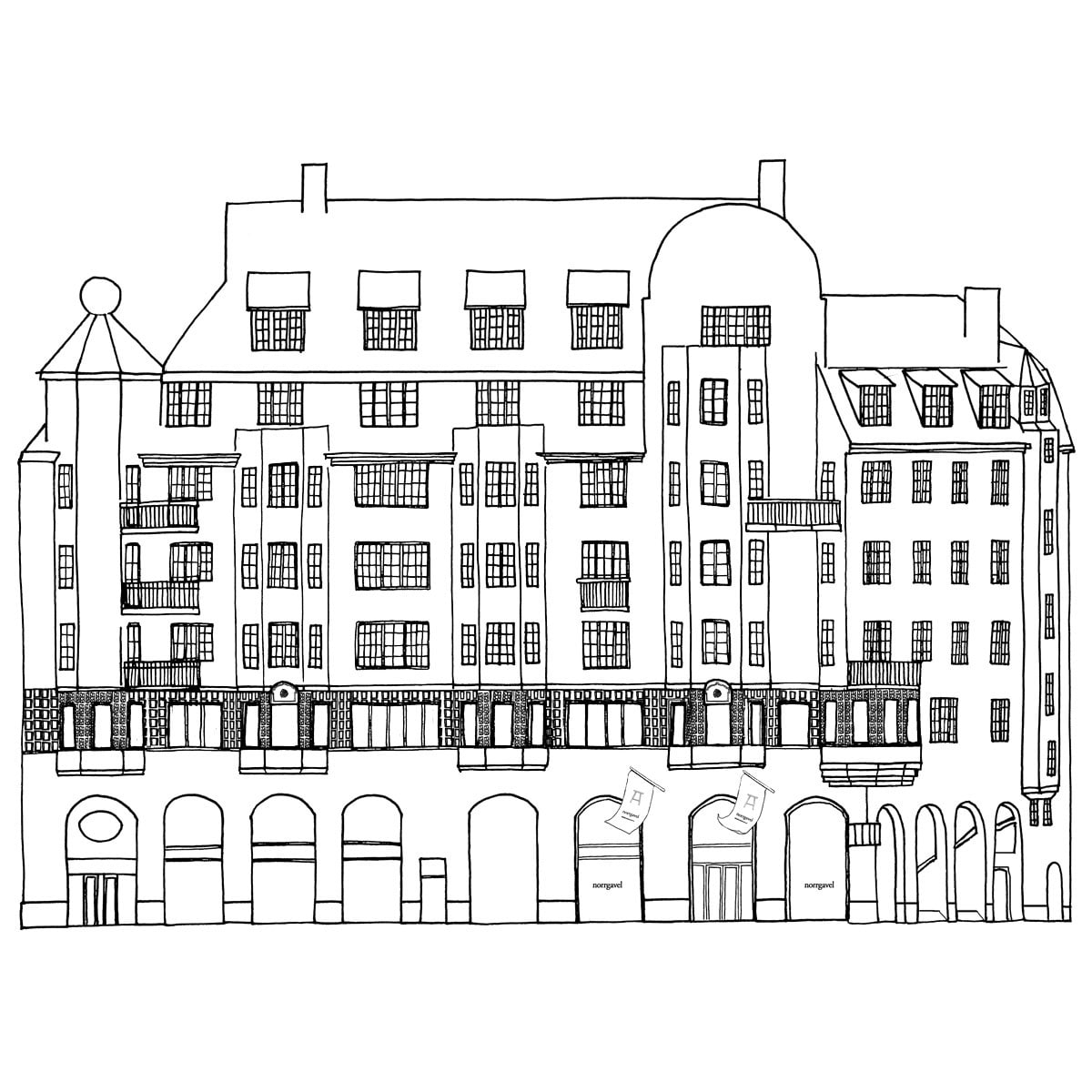 illustration av butiken i Stockholm